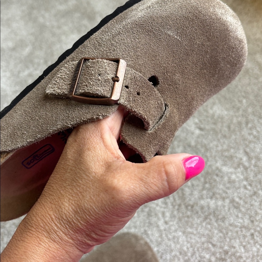 Birkenstock Brown Suede Mules-only worn a few times.  Like new!  Great price!